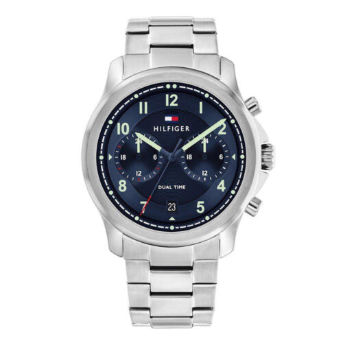 TOMMY HILFIGER Wesley Dual Time Blue Dial 42mm Silver Stainless Steel Bracelet 1710626